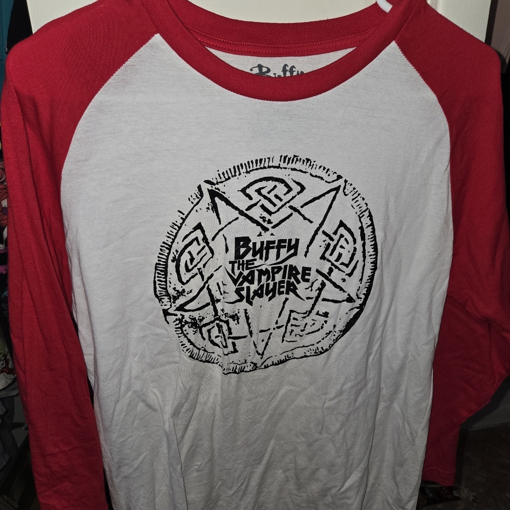 Buffy the Vampire Slayer Red and White Raglan Tee